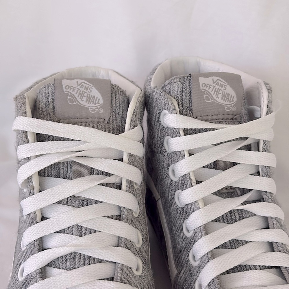 Vans Sk8 Hi Sneakers Gray White Corduroy High Top Shoes Lace Up Women’s 7 - Picture 4 of 11